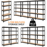 Yaheetech Storage Shelves 5 Tier Garage Shelving Heavy Duty Garage Shelves Adjustable Metal Shelving Unit Utility Rack Industrial Shelving for Warehouse Pantry Closet, 27.5"W x 12"D x 60"H, Black Yaheetech