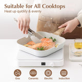 SENSARTE Nonstick Ceramic Grill Pan for Stove Tops, Versatile Square Grilling Pan with Pour Spouts, Durable Grill Skillet for All Stoves, Steak Pan Bacon Pan, Non Toxic-PTFE,PFAS,PFOA Free, 11 Inch SENSARTE