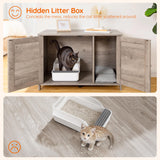 HOOBRO Litter Box Enclosure, Cat Litter Box Furniture with Removable Divider, Large Hidden Litter Box Furniture, Wooden Cat House, End Side Table, 31" L x 17.5" W x 19.7" H, Greige BG03MW01G2 HOOBRO