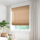 Cordless Natural Woven Wooden Curtains, Cordless Blackout Bamboo Roman Blinds, Natural Woven Wooden Curtains, Lined Bamboo Window Blinds with Excellent Privacy 31" W x 52" H Generic