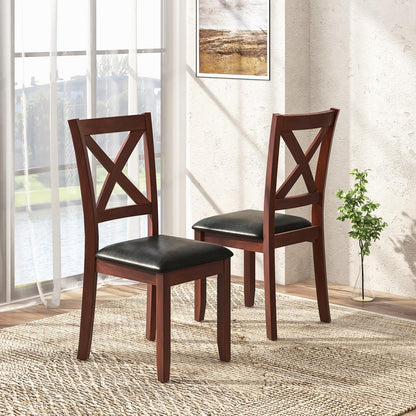 Giantex Wood Dining Chairs Set of 4, Faux Leather Upholstered Dining Chairs with Rubber Wood Legs, Vintage Kitchen Chair w/Padded Seat, Max Load 355 Lbs, Farmhouse Armless Wooden Dining Room  - WoodArtSupply