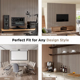 Wood Slat Acoustic Panels, 106" x 12.6" Each Soundpoof Wooden Slat Wall Panel - Walnut, 2 Pack SMARTSTANDARD