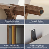 BELLEZE Sideboard Buffet Cabinet, Modern Curio Cabinet 3-Tiers Console Table for Kitchen Glass Display Cabinet Storage/Pantry Cabinet Coffee Bar for Living Room Bedroom Entryway, Brown BELLEZE