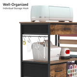 VENNQD Storage Cart Compatible with Cricut Machines Stand Cutting Machine Stand with Drawers and Vinyl Roll Holder Rolling Craft Cabinet Table for Cricut Craft Workstation (Rustic Brown) VENNQD