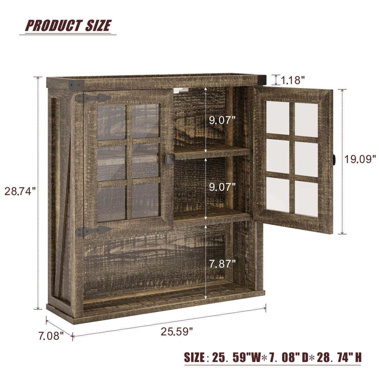 Glass Door Display Cabinet: Adjustable Shelf + Open Storage + Tiered Curio Structure, Multipurpose Home Living Room Storage Unit Dystler