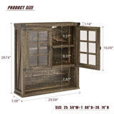 Glass Door Display Cabinet: Adjustable Shelf + Open Storage + Tiered Curio Structure, Multipurpose Home Living Room Storage Unit Dystler