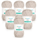 Katech Pure Cotton Yarn for Crocheting & Knitting – Soft Sport Weight CYC #2, 6 Skeins (50g Each, 300g Total), Ideal Crochet Yarn for Dishcloths, Baby Clothes, Socks, Lightweight Scarves（Beige） Katech