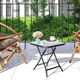 Giantex Folding Side Table, Square Small Patio Table, Tempered Glass Tabletop, Steel Frame, Weather-Resistant Outdoor Indoor Use for Bistro Porch Garden Balcony 18"x18"x18.5" Giantex