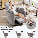Recliner Swivel Rocking Glider Chair, Upholstered Nursery Adult Recliner Rocking Chair with 2 Pillows for Living Room Bedroom(LIGHTGREY, Manual Operation) choairy