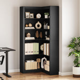 GarveeHome Corner Bookshelf Black, 71.8 in Black Corner Bookcase, L-Shaped Bookshelf Farmhouse Bookcase, 5 Tier Display Shelf Heavy Duty Bookcases, Bookshelves with Storage GarveeHome