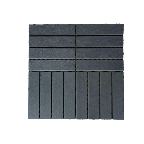 44 Pack Interlocking Deck Tiles, 12"x12"x0.8" Plastic Patio Flooring Outdoor Waterproof, All Weather Use for Balcony Porch Backyard Poolside（Dark Grey,Stripe） Xinghanzhenxuan