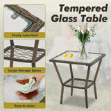 3 Piece Rocking Bistro Set Wicker Outdoor Patio Chairs Rattan Conversation Sets with Coffee Table for Patio, Porch, Backyard, Balcony, Poolside and Garden (Beige) Generic