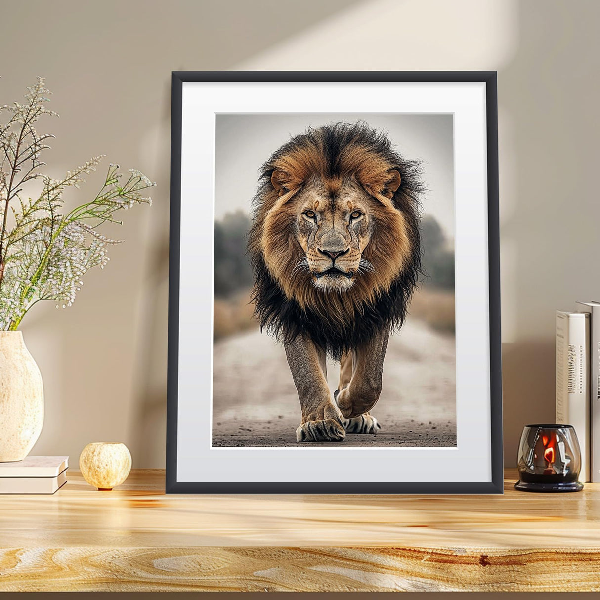 Bowetile 5D Diamond Art Lion Kits for Adults Beginners, Animals Diamond Painting Lion Kits, DIY Full Round Drill Diamonds Dots Paintings Picture Gem Art Craft for Home Wall Decor 12x16 Inch Bowetile