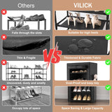 VILICK Shoe Rack with Cover Narrow Shoe Organizer with 4 Side Pockets 10 Tier Tall Shoe Storage Holds 18-22 Pairs Shoes and Boots Shoe Rack for Closet Entryway Garage VILICK