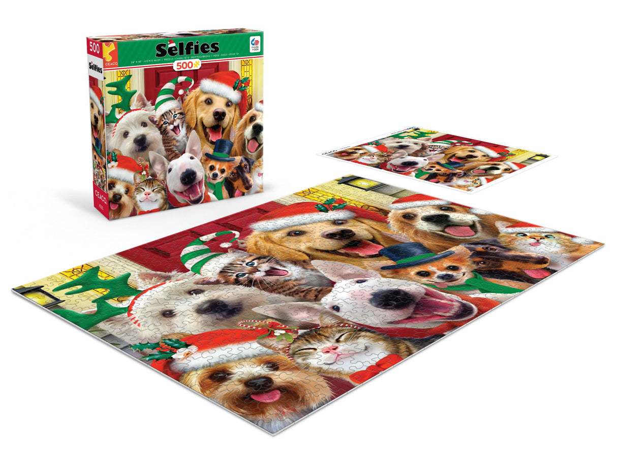 Ceaco - Howard Robinson - Selfies - Holiday Dogs - 500 Piece Jigsaw Puzzle Ceaco