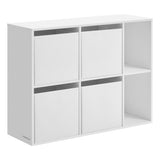 SONGMICS HOME Superfast Toolless Assembly, Bookshelf, Cube Storage Organizer, Shelving Unit, 6 Compartments, 4 Fabric Drawers, 10.6 x 32.7 x 24.3 Inches, Snow White ULBC196W01 SONGMICS HOME