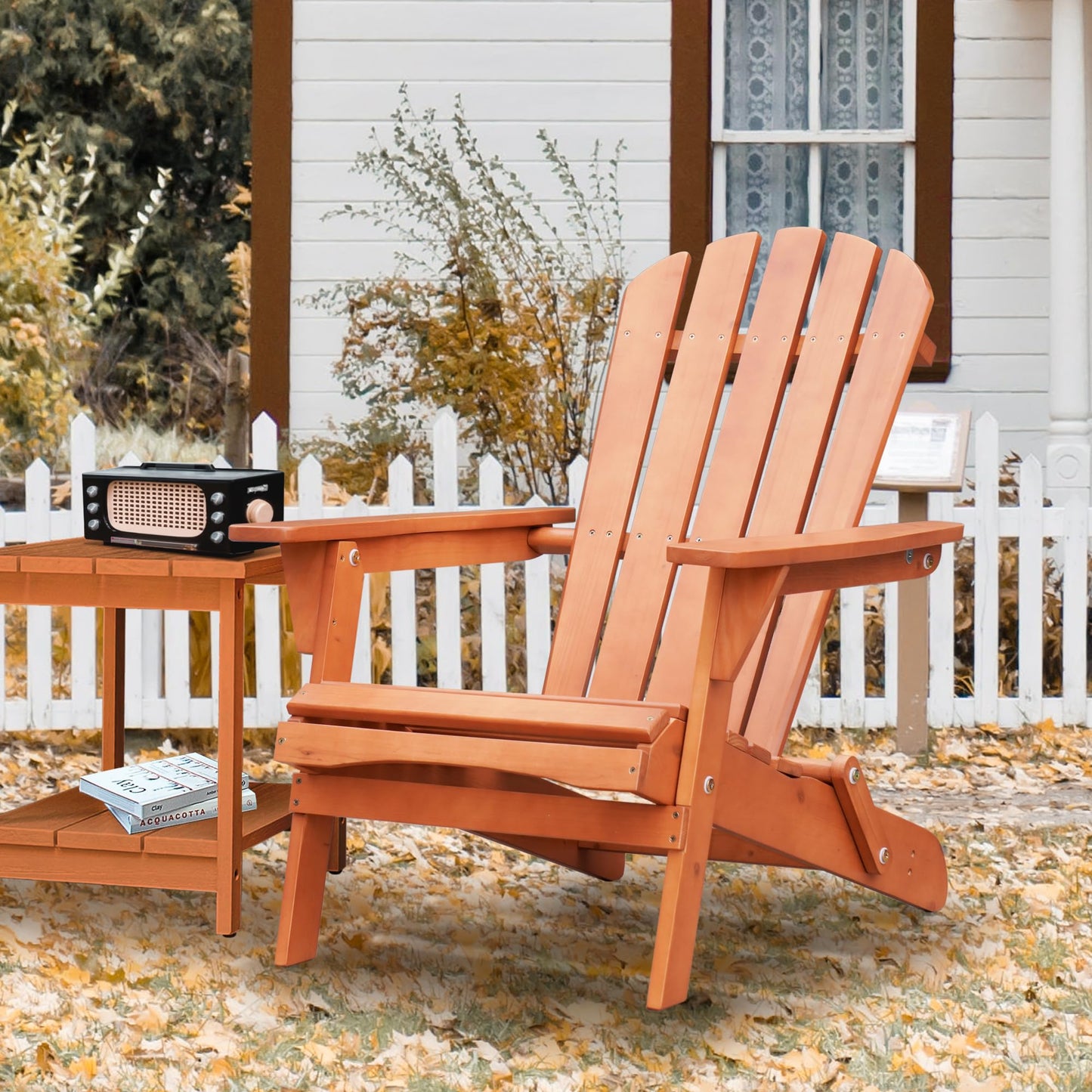 Wood Adirondack Chair Outdoor Chairs Patio Chairs Lawn Chair Wooden Patio Folding Chair for Outside Porch Chair Fire Pit Chairs for Garden Backyard Pool Balcony Patio Outdoor Furniture Patio Seating