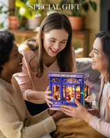 Rolife DIY Miniature House Kit Leisure Tea Time, 3D Book Nook Openable Bookshelf Decor for Adults, Mini Model House Kits, DIY Crafts Kit Halloween for Adults (Leisure Tea Time) Rolife