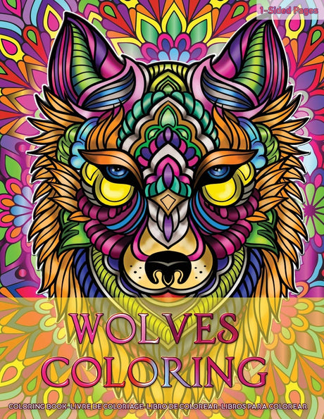 Wolves Coloring: Coloring Book for Adults Wolves Design in Mandala Coloring Book Style Designs for Stress Relief, Relaxation and Boost Creativity Majosta