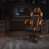 Flash Furniture X40 Gaming Chair Racing Ergonomic Computer Chair with Fully Reclining Back/Arms, Slide-Out Footrest, Massaging Lumbar - Black/Orange Flash Furniture