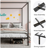 SHA CERLIN Canopy Bed Frame Queen Size/Mattress Foundation with Metal Slats Support/No Box Spring Needed/Easy Assembly/Black SHA CERLIN