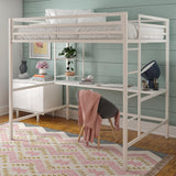 Novogratz Maxwell Metal Full Loft Bed with Desk & Shelves, Off White Novogratz