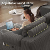 DURASPACE Cloud Sectional Couches, 126.2'' Modular U-Shaped Sofa with Deep Seat, Corduroy Boneless Sleeper Sofa Bed with Memory Foam for Living Room, No Assembly Required (Gray) DURASPACE