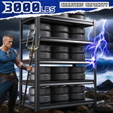 PKDYEZ Garage Shelving 5-Tier Adjustable Metal Garage Shelves Heavy Duty Unit,3000 LBS Steel Shelf Storage Rack Suitable for Industries,Warehouses,Basement,Black (72''H x 59''W x 20''D) PKDYEZ