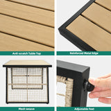 YITAHOME 5 Piece Patio Dining Set Outdoor Furniture Stackable All-Weather Comfortable Rope and Rattan Chairs & Rectangular Table for Courtyard Backyard Poolside Balcony, Nature Wood & Grey YITAHOME