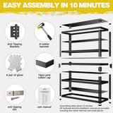 Lauxery Heavy-Duty Garage Shelving Unit | 3000lbs Capacity | Easy Assembly | Innovative Honeycomb Shelves | 5-Tier Adjustable Industrial Shelf for Basement/Pantry/Warehouse| 72" H x 48" W x 18.9" D Lauxery