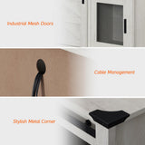 WAMPAT Farmhouse TV Stand for ups to 75 inch TV, 70" Wood Sliding Barn Door Media TV Console Table with Storage shelf, Entertainment Center for Living Room Bedroom，Antique White WAMPAT