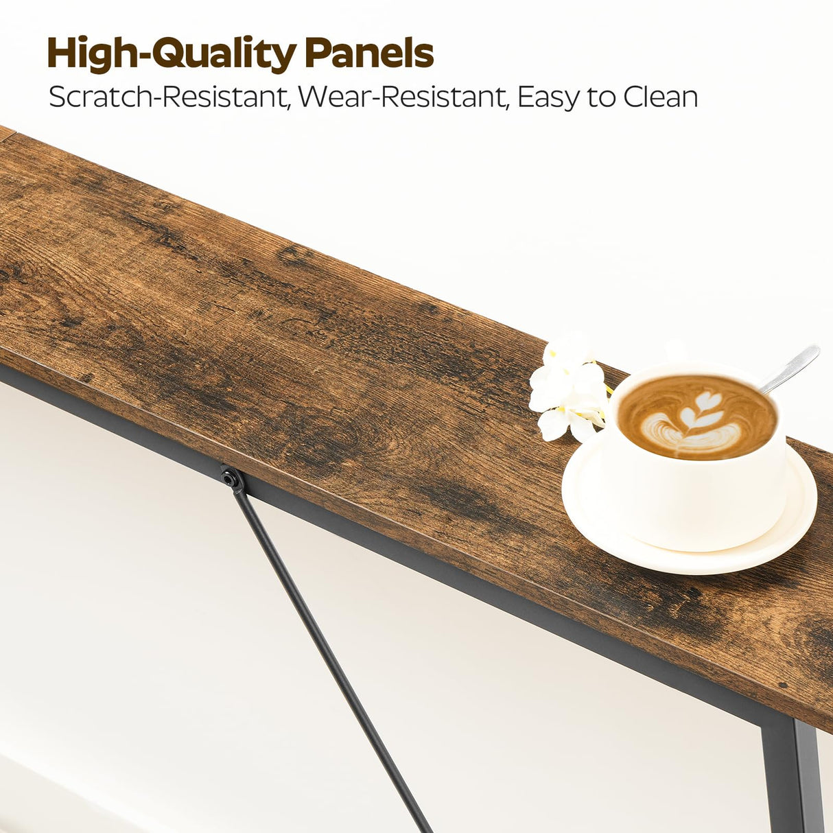 YATINEY 78.7" Console Table, Extra Long Entryway Table, Narrow Sofa Tables Behind Couch, Industrial Skinny Hallway Table for Entryway, Display Table, Rustic Brown and Black CT20BR YATINEY