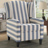 INZOY Wingback Pushback Recliner Chair, Fabric Push Back Recliners with Padded Seat, Mid Century Modern Reclining Chair for Living Room Bedroom, Blue Stripe INZOY