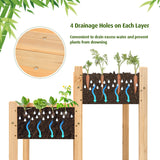 RELAX4LIFE 2-Tier Raised Garden Bed - Fir Wood Garden Elevated Planter Box with Legs, 8 Drainage Holes,220 Capacity for Growing Vegetable, Elevated Garden Bed for Outdoor Yard Patio Balcony (Natural) RELAX4LIFE