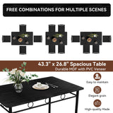 Vipbear Kitchen Dining Table Set for 4, 5-Piece Kitchen Table Set,Dining Room Table Sets,Rectangular Kitchen Table Set with 4 Chairs for Small Space, Dinette,Apartment,Rustic Black Vipbear