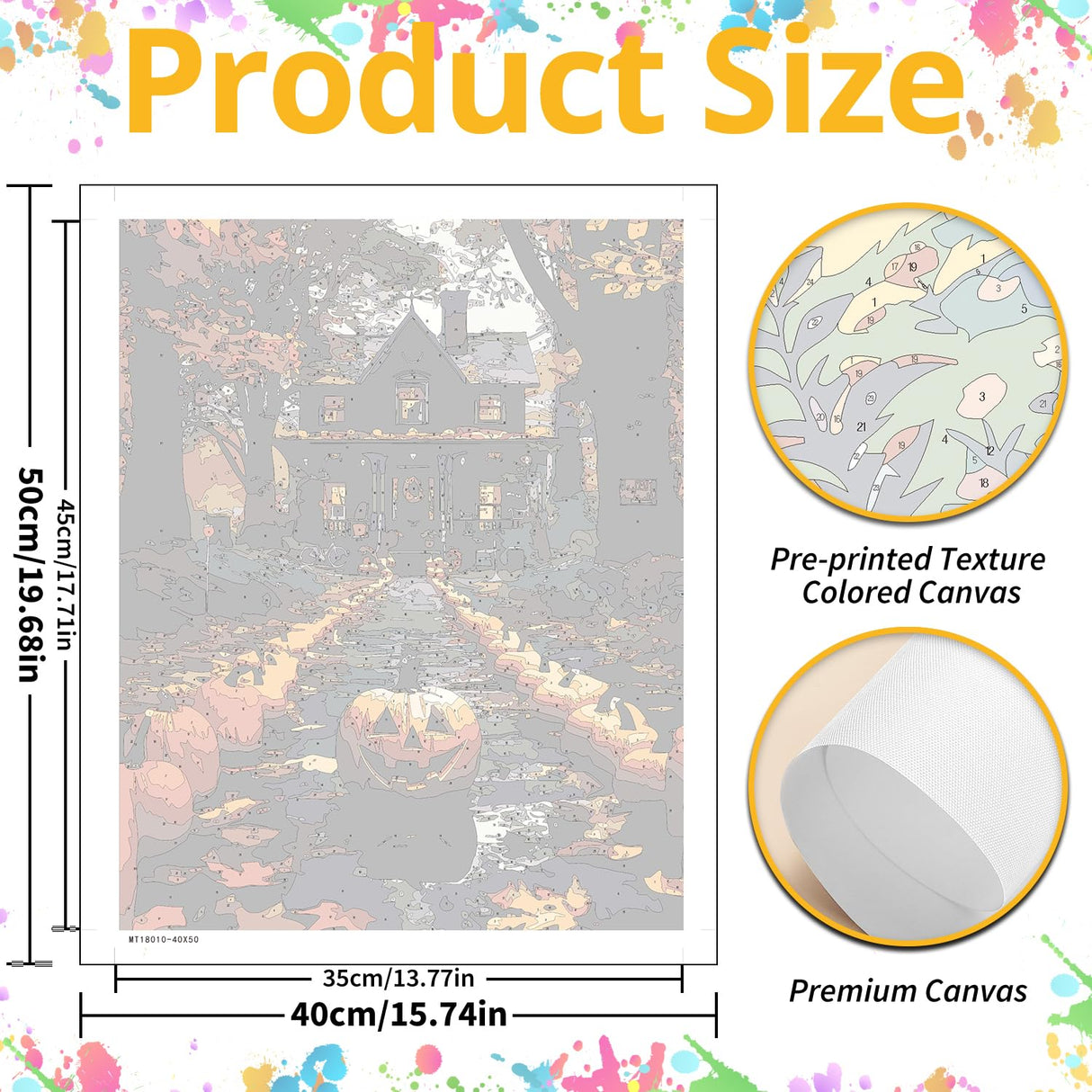 Halloween Paint by Numbers for Adult, Pumpkin Paint by Numbers Kit for Adults Beginners, DIY Landscape Acrylic Painting on Canvas for Home Wall Art Decor 16x20inch Mandun