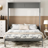 Queen Size Murphy Bed with Desk and Lights, Wood Wall Murphy Bed, Can be Folded Platform Bed with USB Charging Station for Guest Room Home Office (Gray-8.6) XD Designs