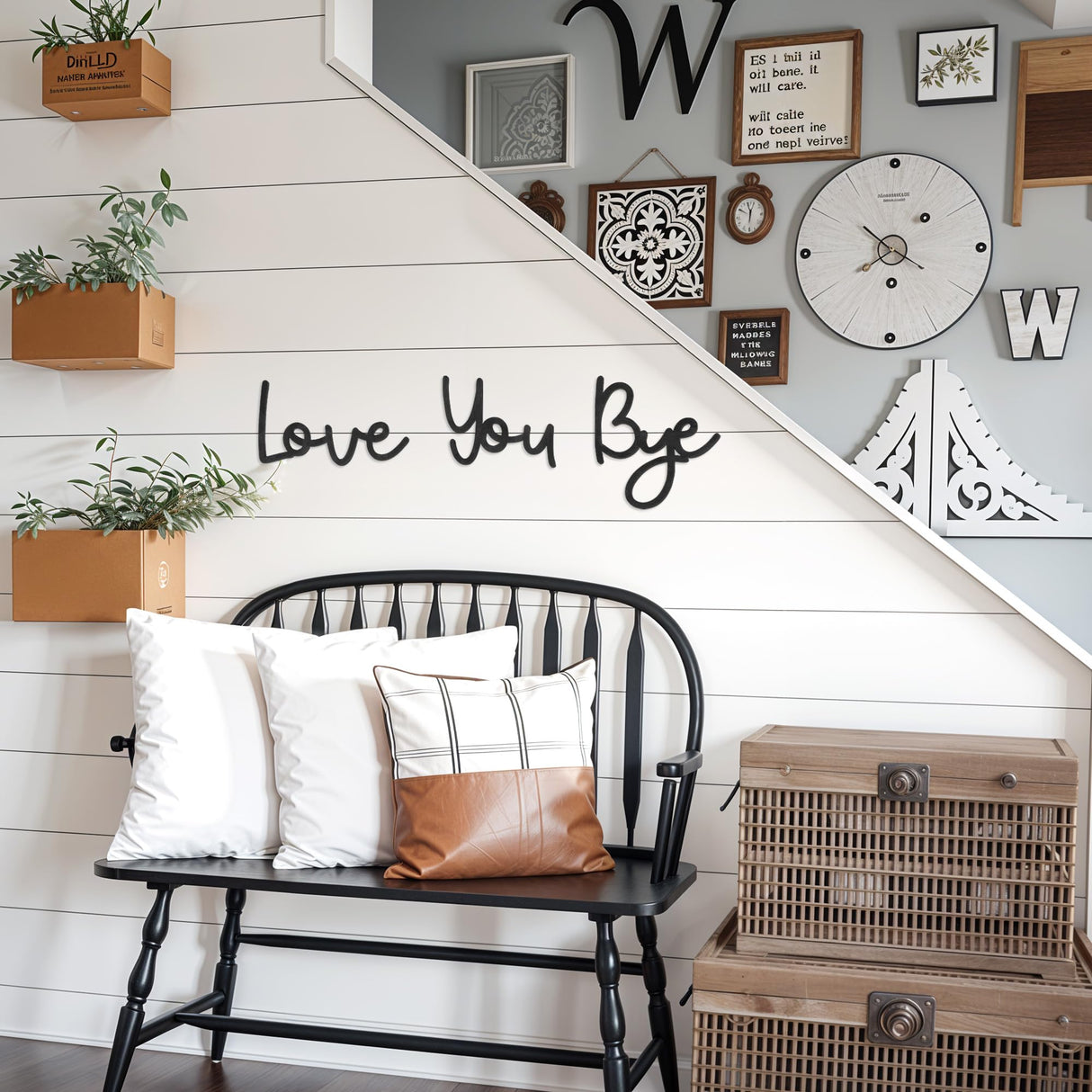 Fttoyoly Love You Bye Sign Above Door, Love You Bye Wooden Wall Decor Farmhouse Boho Home Decor Heartfelt Message for Your Family Lovers Wall Art Gifts Hallway Entryway Fttoyoly