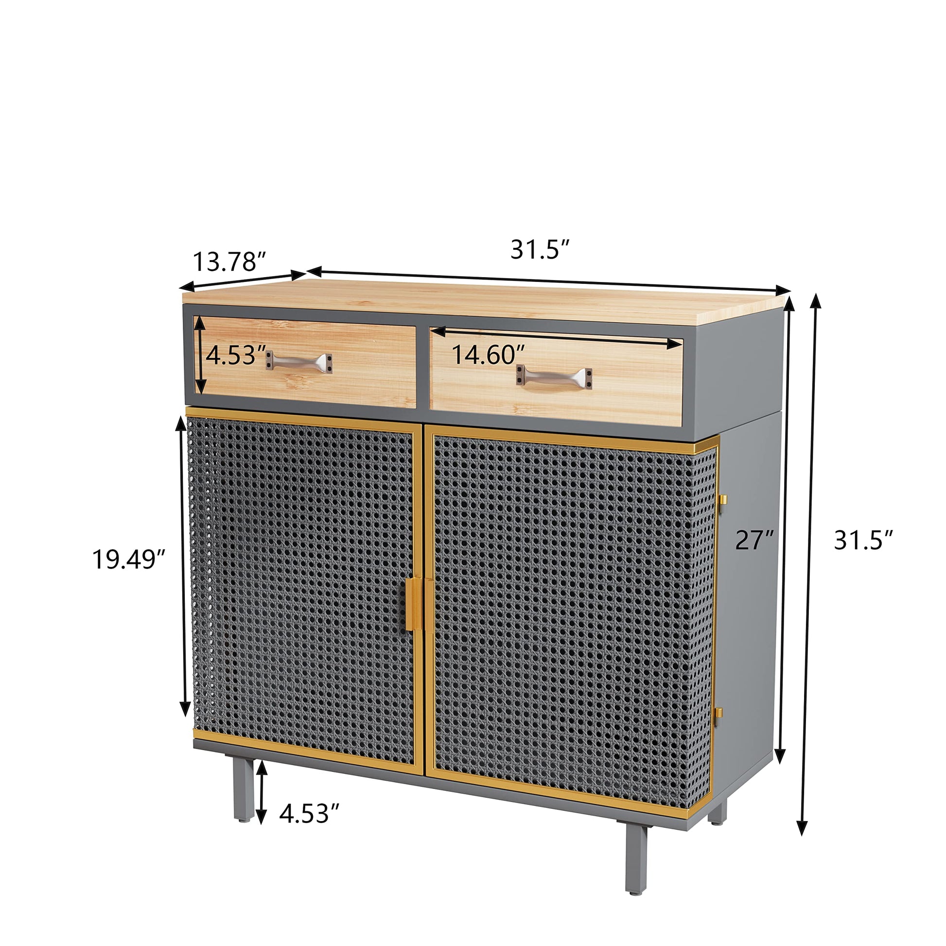 GIA Home Furniture Series Modern Carbonized Bamboo entryway Sideboard with 2 Door and Drawers,Buffet Storage Cabinets for Dinning,Living Room,Kitchen,Cupboard Console Table, Dark Gray - WoodArtSupply