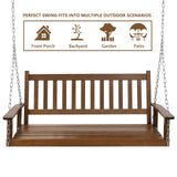 MUPATER Outdoor Patio Hanging Wooden Porch Swing 5FT with Chains, 3-Person Heavy Duty Swing Bench for Garden and Backyard, Wood Brown MUPATER