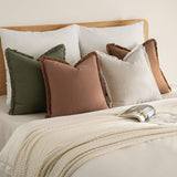 MIULEE Decorative Couch Pillow Covers Neutral Linen Fringe Throw Pillows Set of 4 Soft Rustic Cushions Boho Farmhouse Pillowcases for Bed Sofa Living Room Home Decor 18x18 Inch Beige/Brown/Green MIULEE