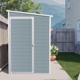 KUIKUI 8x4ft Shed with Floor Included, Outdoor Storage Plastic Resin Lean to Shed with 2 Windows and Lockable Door, Backyard Storage Sheds for Garden Tools, Bike, Grey KUIKUI