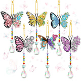 Tradder 6 Pcs Spring Butterfly Diamond Painting Wind Chimes Diamond Painting Suncatcher Art Kit Double Sided Butterfly Ornaments 5d Rhinestone for Spring Home Garden Tradder