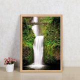 QAZWSX 5D Diamond Painting Kits, Falls of Waterfall Oregon with Bridge Scene Painting Arts Craft Canvas Full Drill Cross Stitch for Home Wall Decor, 12x16 Inch QAZWSX