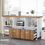 Tribesigns 63 inches Executive Desk and 47" lateral File Cabinet, L-Shaped Computer Desk Home Office Furniture Set with Drawers and Storage Shelves, Office Table with Cabinet (walnut+White, 63) Tribesigns