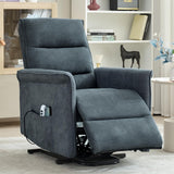 MANBUR Power Lift Recliner with Vibration and Lumbar Heat, Electric Power Lift Chair Recliner Chair, Home Theater Seating RV Recliner Living Room Chair with Side Pockets, LED Light, USB Port(Blue) MANBUR