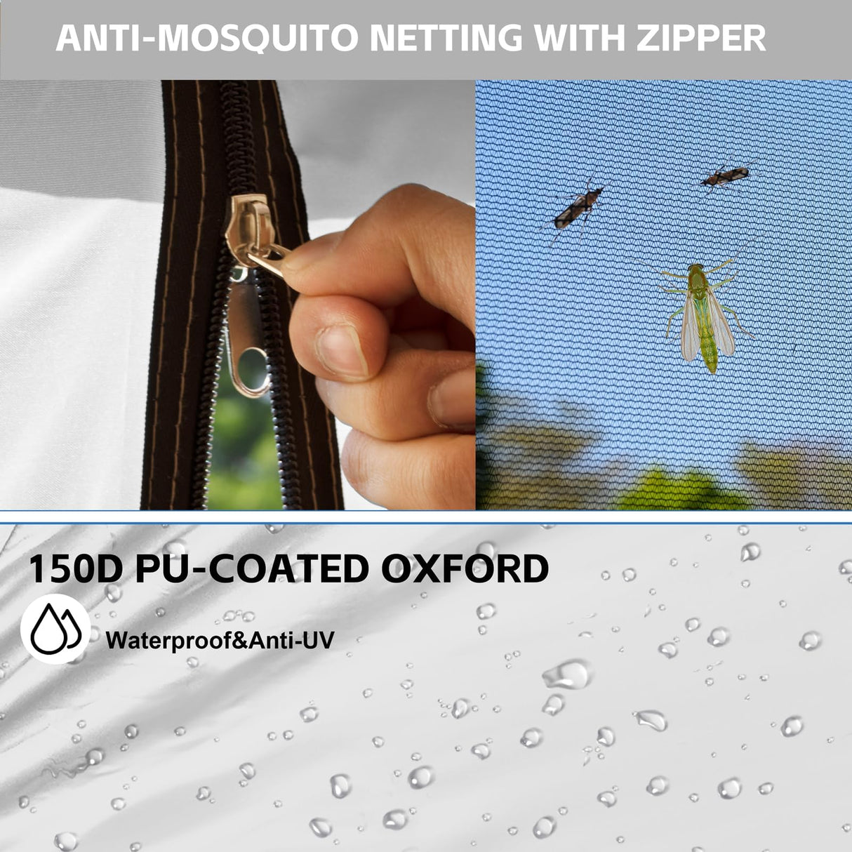 KAMPKEEPER Outdoor 10'x10' Pop Up Screened Canopy Tent with Netting Mesh Walls,4 Sandbags,1 Roller Bag (White Vented Top KAMPKEEPER