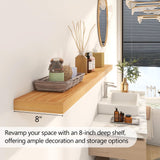 Fun Memories 55 Inch Fireplace Mantel Shelf, Wood Floating Shelves Wall Mounted, Wall Shelves with Invisible Bracket for Living Room Bathroom Bedroom Kitchen, Set of 1 (Natural, 55"x 8") Fun Memories