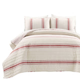 Lush Decor Farmhouse Stripe Reversible Cotton Quilt King Size 3 Piece Set Red - Farmhouse Bedding Set King Quilt - Striped Bedding Lush Decor