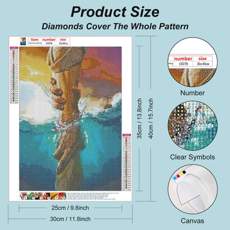 Acudotr Diamond Painting Kits for Adults, 5D DIY Diamond Art Kits for Beginners, Full Drill Diamond Painting Kits for Home Wall Decor, Helping Hand, 12x16 Inch Acudotr